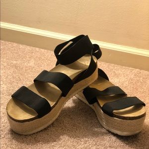 Black Ankle Strap Platform Sandals